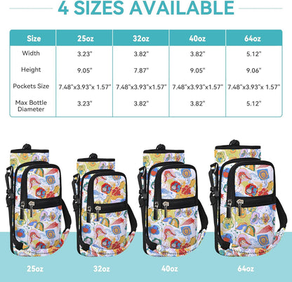 AUPET Water Bottle Sling Bag Sleeve Holder Carrier 25/32/40/64 oz,Insulated Crossbody Water Bottle Case Cover with Strap and Pockets for Men/Women Walking Hiking