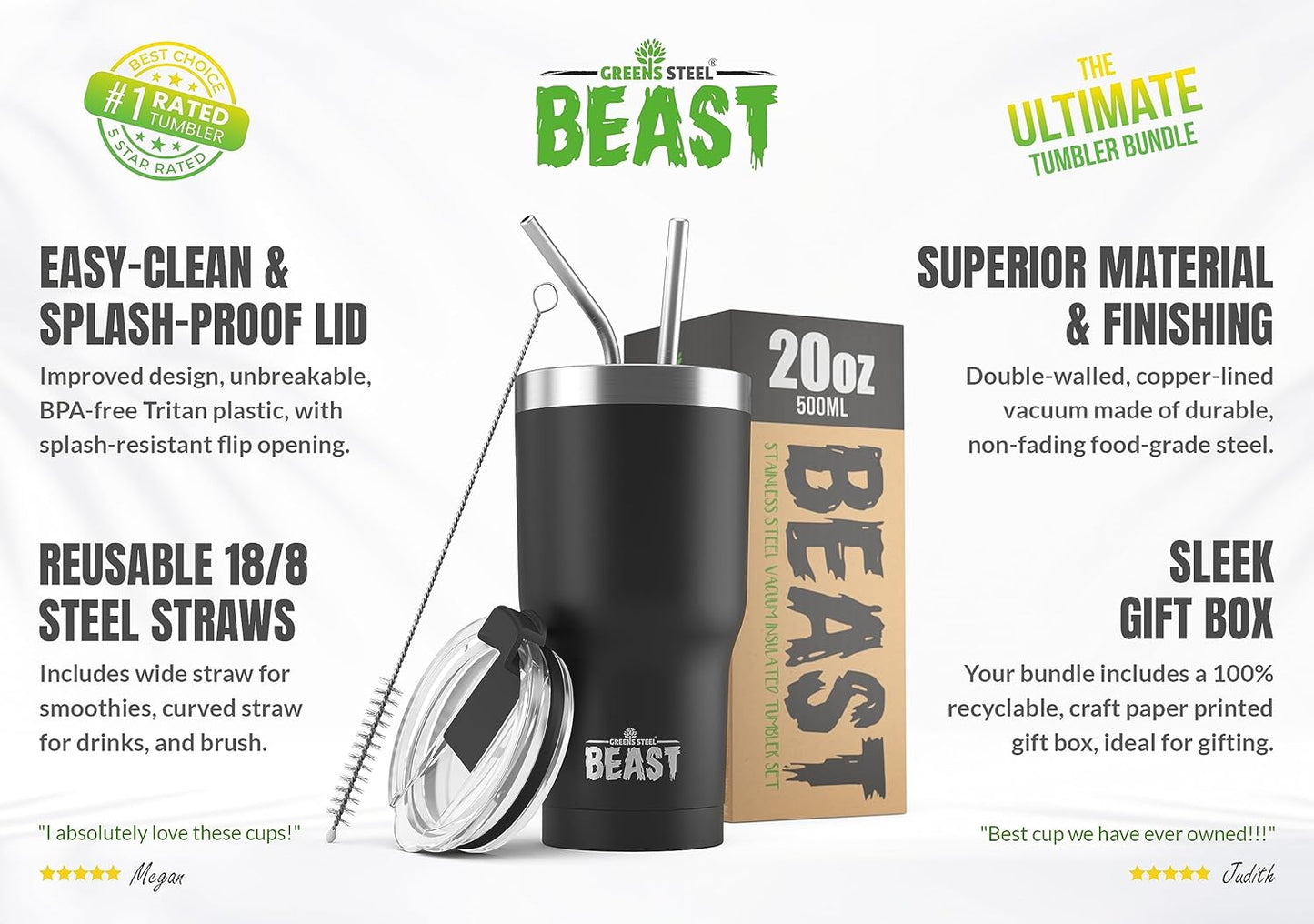 Beast 10 oz Tumbler Stainless Steel Vacuum Insulated Coffee Ice Cup Double Wall Travel Flask (Arctic White)