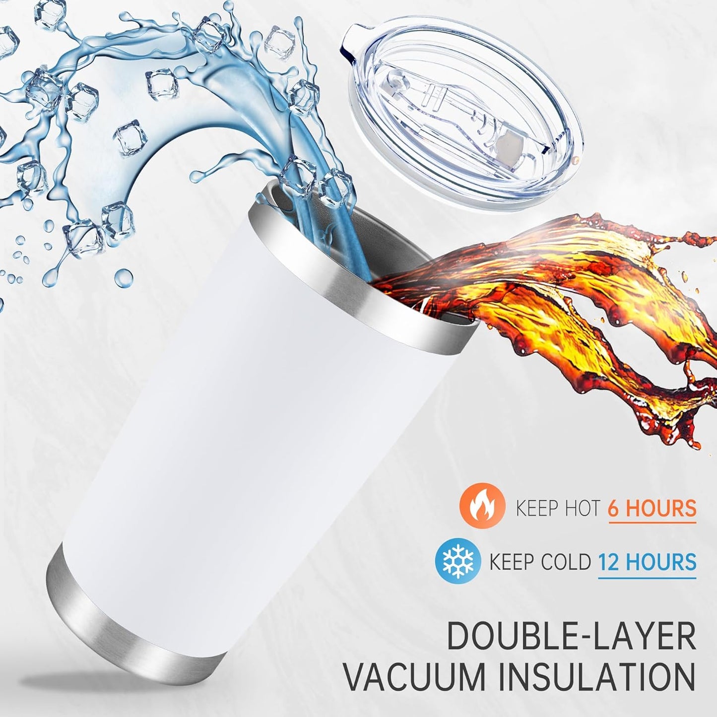 20 oz Tumblers Bulk Stainless Steel Tumbler with Lid Double Wall Vacuum Insulated Coffee Mug 20oz Powder Coated Cup for Hot and Cold Drinks, Stainless, 6 pack