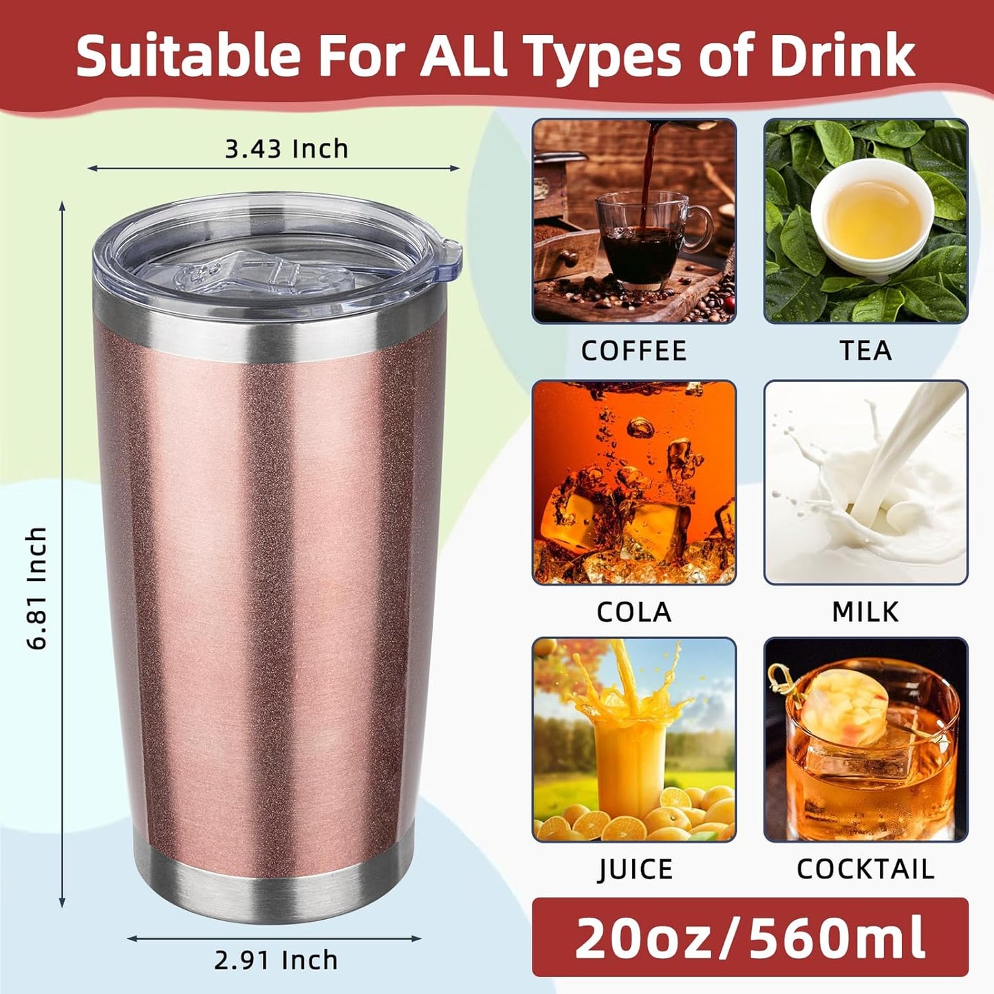 20oz Tumbler with Lid Stainless Steel Insulated Tumblers Travel Coffee Tumbler Bulk Double Wall Vacuum Insulated Water Cup Gifts for Christmas Women Men Her Him Home Office(Navy Blue, 1pack)