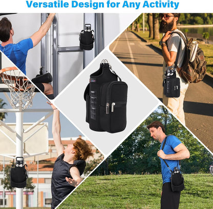icolor Magnetic Gym Bag Water Bottle Carrier Holder with Phone Pockets & Shoulder Strap,Gym Magnetic Bag 5 Built-in Magnets Gym Accessories Organizer Sling Bottle Bag Pouch Sleeve