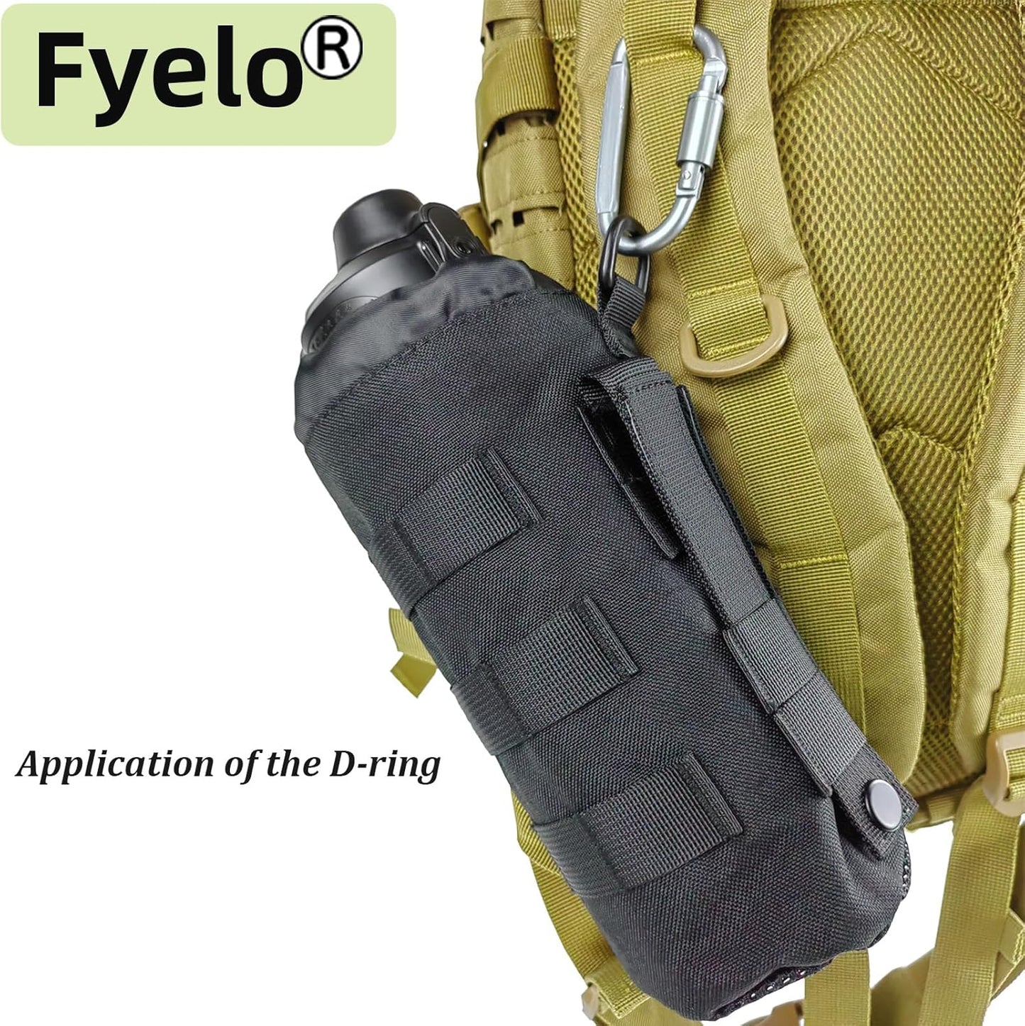 Tactical MOLLE Bottle Pouch Bag, Travel/Sprots Molle Water Bottle Holder with Drawstring Open Top and Mesh Bottom