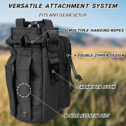 Water Bottle Holder with Strap - Tactical Insulated Water Bottle Sleeve with MOLLE System Water Bottle Cover Cross-Body Pouch for Walking Hiking Camping Gym 32oz&40oz