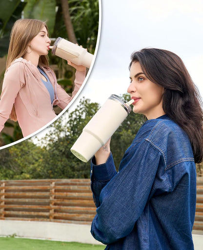 2 Pack 30 oz Tumbler Flip Straw Lid Replacement Fit for Stanley Quencher,Spill Proof Splash Resistant Tumbler Lids, Reusable Leak Proof Tumbler Cover for Stanley Cup Accessories