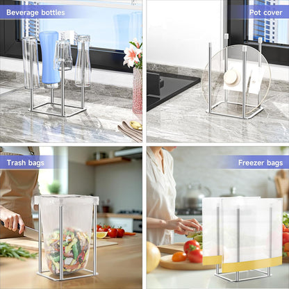 Water Bottle Drying Rack Reusable Bottle Rack Dryer Kitchen Stand Holder Metal Countertop Baby Bottle Drying Rack Water Cup Drying Rack for Plastic Bags, Bottles and Cups (Sliver, Small)