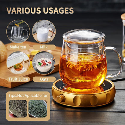DOPUDO Glass Tea Cup with Infuser and Lid, 17.6oz/520ml Large Borosilicate Teacup,Tea Glass, Clear Mug for Loose Leaf Tea, Blooming Tea, Microwave & Dishwasher Safe - Tea Maker Gift for Birthday.