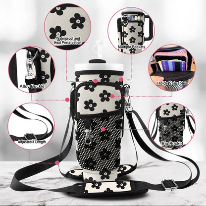 Stanley Carrier Bag for Stanley 40oz/30ozTumbler with Phone with 2 Adjustable Strap,3 Pockets Bottle Stanley Cup Carrier Bag & Case,Accessories for Hiking Travelling