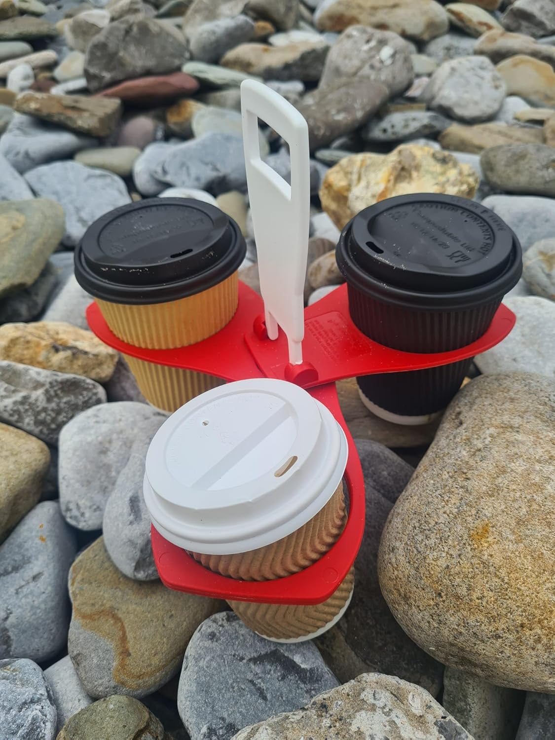CarryAround Fold Away Cup Carrier/Caddy [Made in UK] (Blue) Take-Out Coffee Soft Drink Pint Beer Beverage Holder, Sturdy Reusable Pocket Size, Festival Sports Gigs - Easy & Safe 2,3,4 Cups