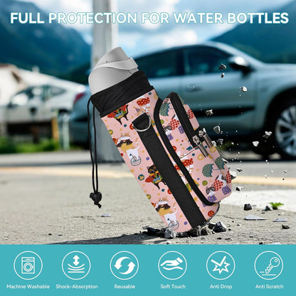 AUPET Water Bottle Sling Bag Sleeve Holder Carrier 25/32/40/64 oz,Insulated Crossbody Water Bottle Case Cover with Strap and Pockets for Men/Women Walking Hiking