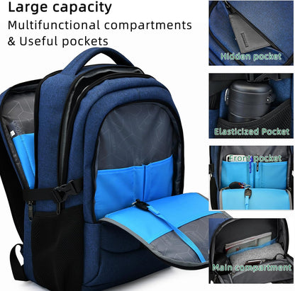 DUSLANG 17 Inch Laptop Backpack for Travel Water Resistant College Backpack for Men/Women Laptop Bag with USB Charging Port,Black - Colors A