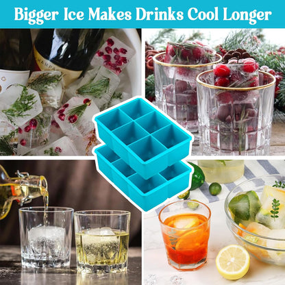 Webake Water Bottle Ice Cube Tray with Silicone Lids, 2 Pcs Long Ice Stick Molds - Stackable & Space-Saving, Perfect for Highball Drinks, Cocktail Parties & Sports Bottles