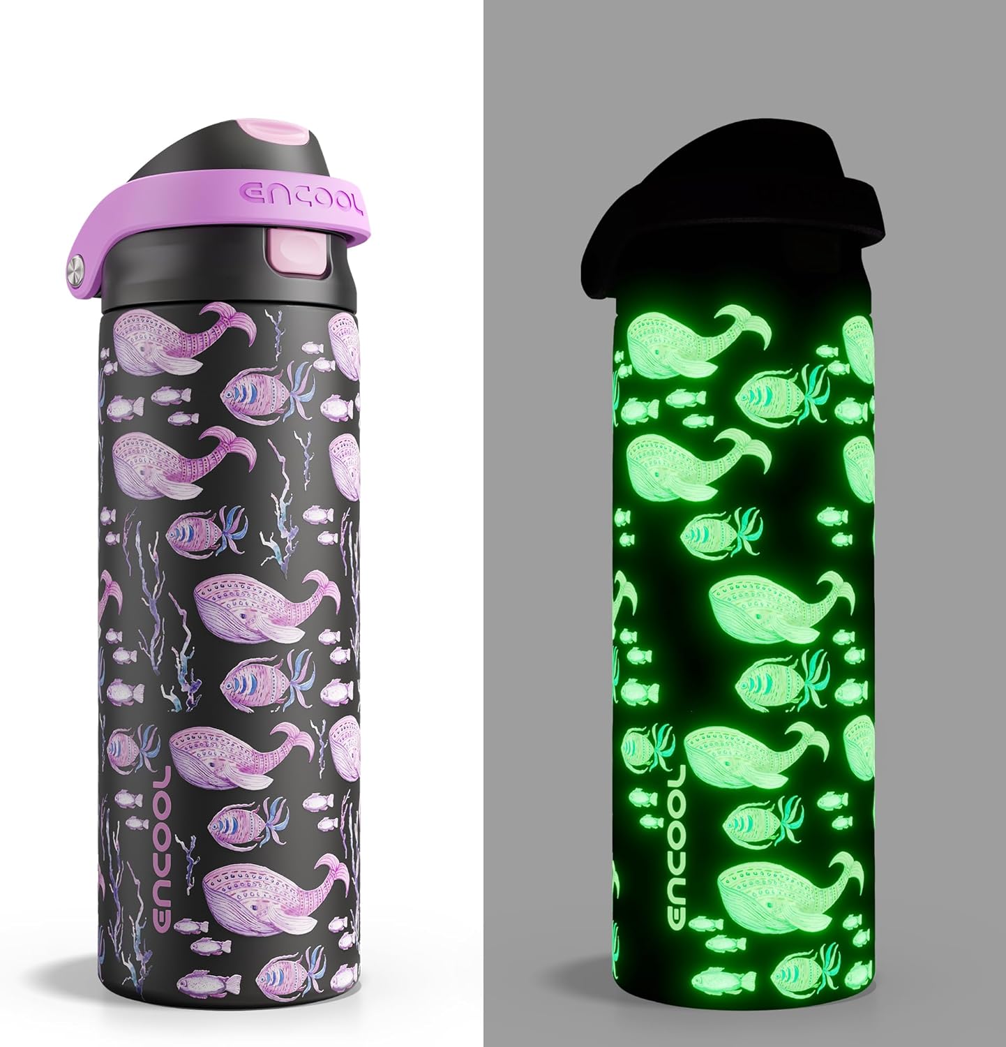 ENCOOL Leakproof Insulated Water Bottle with Straw Dual-Sip Water Bottle Bag-Safe Design for Work, Commute & Gym – Keeps Drinks Cold All Day, 24 oz, Lemonade Pink - Colors B