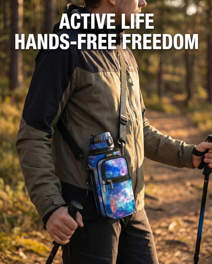 AUPET Water Bottle Sling Bag Sleeve Holder Carrier 25/32/40/64 oz,Insulated Crossbody Water Bottle Case Cover with Strap and Pockets for Men/Women Walking Hiking