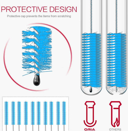 Long Straw Brush Cleaner (10 Pack), Flexible Nylon Tube Cleaning Brushes with 0.4" Bristles, Rust-Proof Stainless Steel Wire Washer for Reusable Tumblers, Sports Bottles & Pipes (10 Inch)