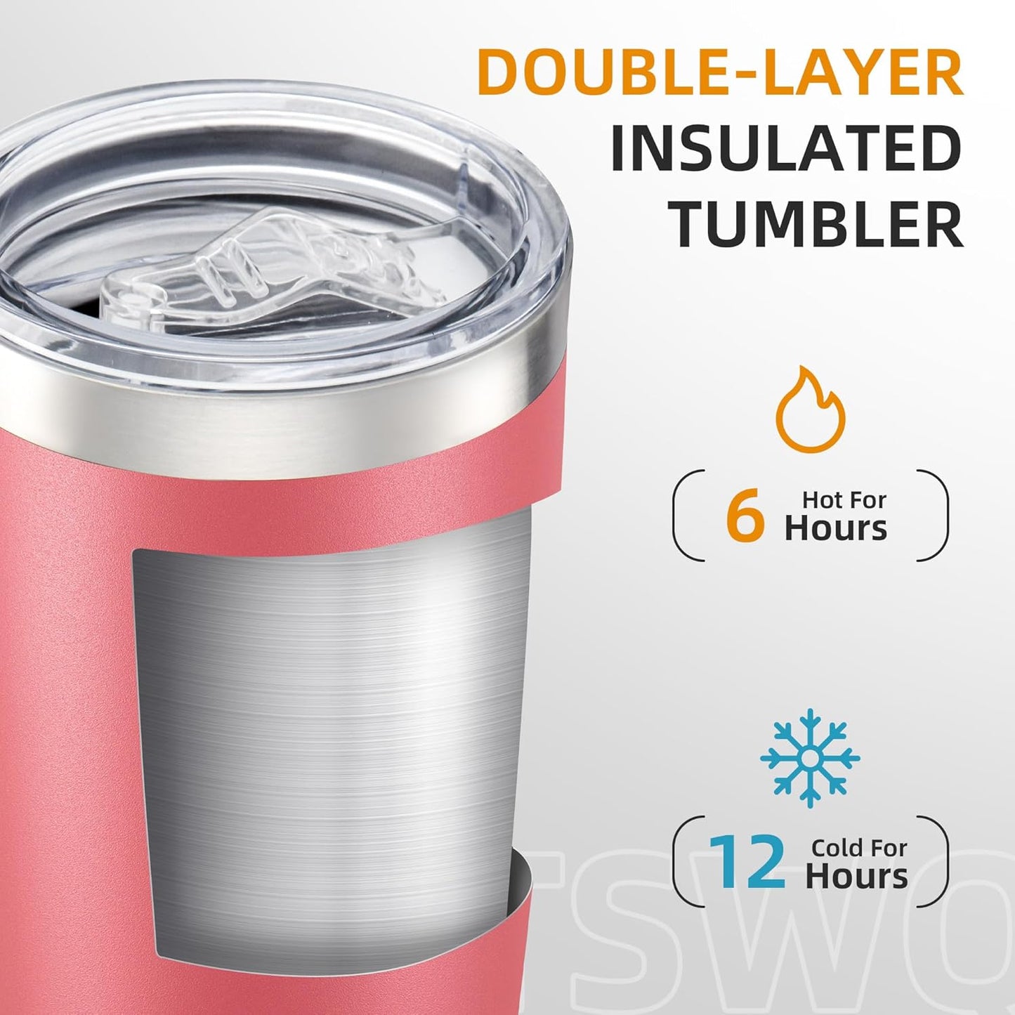 20 oz Tumbler with Lid Stainless Steel Insulated Tumblers Double Wall Vacuum Coffee Mug Powder Coated Tumbler Cups for Cold and Hot Drinks, Tropical Pink, 1 pack