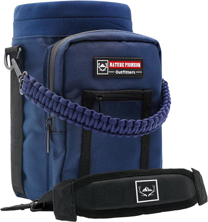 NATURE PIONEOR Water Bottle Holder with Adjustable Strap - 26/32/36/40/46/64oz Insulated Water Bottle Sling Carrier with Paracord Handle & 2 Pockets, Outdoor Sports, Hiking, Camping, Gym