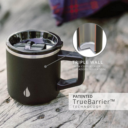 Elemental Insulated Coffee Mug - Triple-Wall Stainless Steel Summit Travel Cup for Hot and Cold Drinks - Thermal Coffee Mug with Lid and Handle for Camping, Office & Travel 16oz - Rainbow Speckle