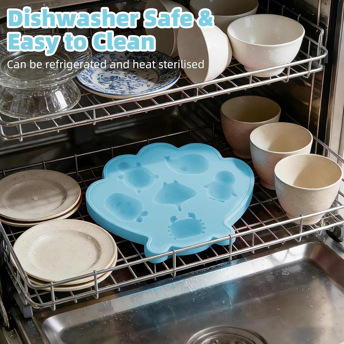 Fu Store Ice Cube Tray Shell Silicone Ice Cube Trays with Cute Marine Life Shapes Cubes Easy to Release Perfect for Freezer Home, Kitchen, Drinks, Cocktail, Coffee, Chocolate Mold (Blue)