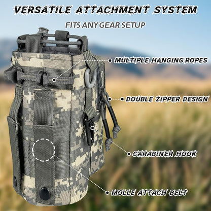 Water Bottle Holder with Strap - Tactical Insulated Water Bottle Sleeve with MOLLE System Water Bottle Cover Cross-Body Pouch for Walking Hiking Camping Gym 32oz&40oz