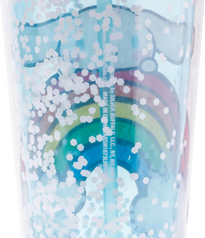 Silver Buffalo Sanrio Hello Kitty Milk Carton Pattern Plastic Boba Tumbler w Lid and Wide Straw, 24 Ounces