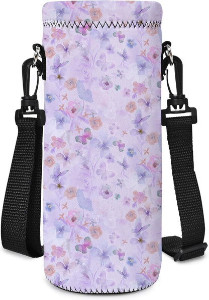 Neoprene 500ML/750ML/1000ML Water Bottle Bag Carrier, Portable Insulated Bottle Sling Holder Case Pouch with Adjustable Shoulder Strap for Men Women Walking Hiking Running
