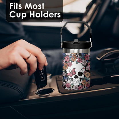 30 oz Peacock Blue Flip Straw Tumbler with Top Handle for Peacock Blue Lover Resuable Vacuum Insulated Flip Top Water bottle for Home Office Car