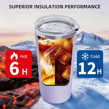 GGQ 20oz Travel Coffee Tumbler Food-Grade 304 Stainless Steel Vacuum Insulated Double Wall Leak-Proof Lid Reusable Straw Hot and Cold Drinks Cup Holder Friendly (Light Blue)