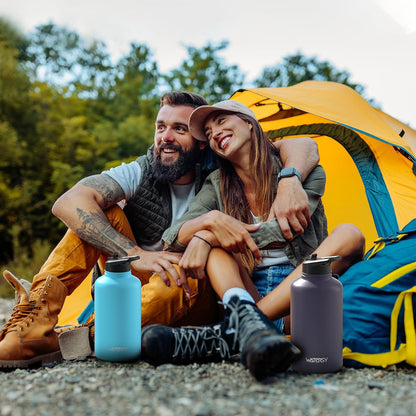 40oz Insulated Water Bottle (Cold for 48 Hrs),BPA Free&Leak Proof,Stainless Steel Water Flask,Water Jug with Straw Spout Lids for Gym,Hiking,Travel,Black Blue