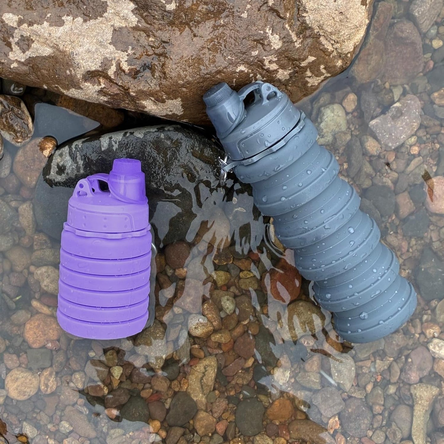 Collapsible Water Bottles Travel water bottle Sports Portable Sport Water Bottle Reusable Water Bottles comes with mountaineering Buckle 500ml silicone Water-proof camping water bottle