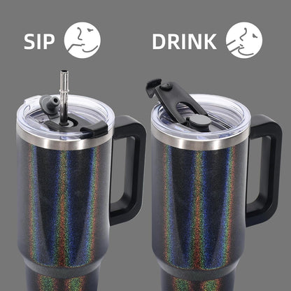 40 oz Tumbler with Handle,Tumbler with Lid and Straw,Double Wall Insulated Cup Stainless Steel Travel Mug(Cold for 34 Hours),Water Bottle for Iced Tea,Coffee,Cold Beverages(Purple)