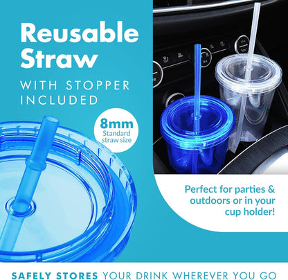 Simple Green Solutions - Customizable Paper Insert Acrylic Double Wall Cup for Cold Drinks, Clear Reusable Cups with Lids & Straws, Insulated Plastic Tumblers with Lids & Straw, Acrylic Tumblers, 16oz