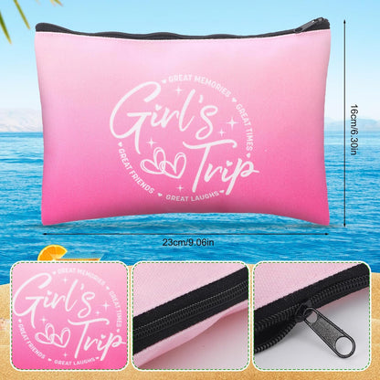 Ovveroche12 Pcs Girls Trip Gifts Set Include 4 Friends Wine Tumbler with Lid And Straw 12 Oz 4 Friends Cosmetic Bag 4 Keychains Bulk Friend Appreciation Gifts Set for Girls Weekend Bachelorette Travel
