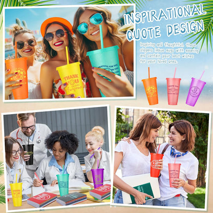 Feifeiya 72 Pcs/ 24 Set Bible Verse Gifts Bulk 24 oz Father's Day Christian Plastic Tumbler with Lids and Straws Inspirational Prayer Notepads Religious Pen Church Cups Gift for Christian Party Favors