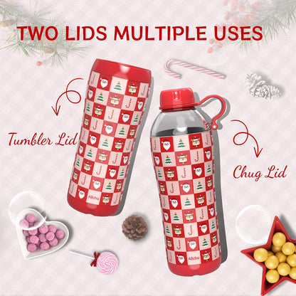 Allcho Insulated Water Bottle for Women, 18oz Stainless Steel Leak Proof Tumbler with 2 Lids, BPA-Free Tritan Chug & Straw Lid, Double Wall Vacuum Flask