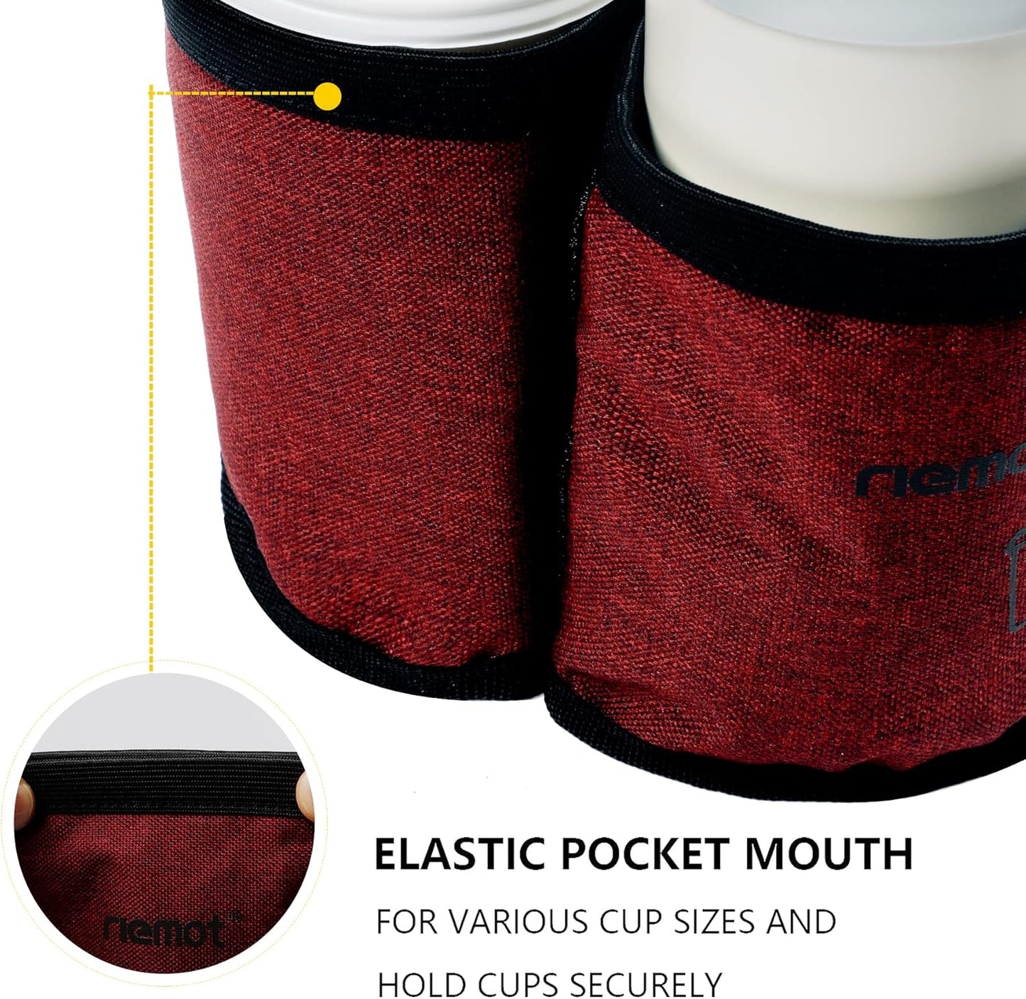 riemot Luggage Travel Cup Holder Free Hand Drink Carrier - Hold Two Coffee Mugs - Fits Roll on Suitcase Handles - Gifts for Flight Attendants Travelers Accessories Carbon Black