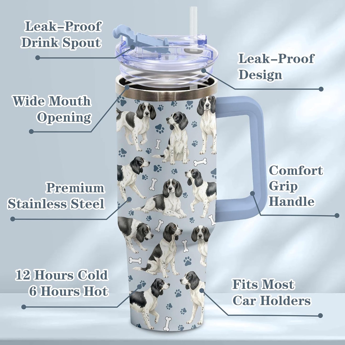 Beagle Gifts for Women Men, 40oz Stainless Steel Insulated Tumbler Travel Cup Mug, Funny and Unique Beagle Gifts for Dog Lover - Colors A