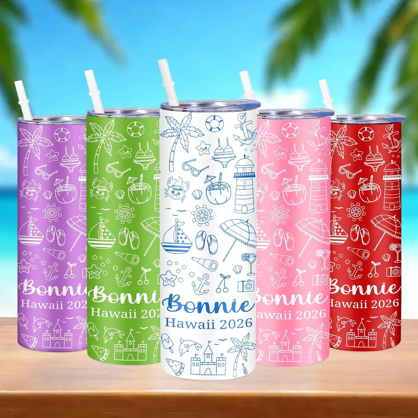 Girl Trip Gifts for Women, Personalized Girls Trip Tumblers with Name Text, Custom Beach Tumbler, Road Trips Vacation Cruise Cup with Lid and Straw, Bachelorette Party Girl Weekend Gift For Friend