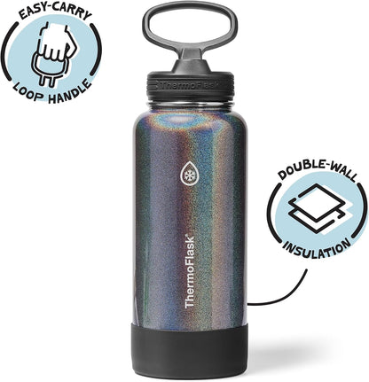 ThermoFlask Insulated Water Bottle with Spout Lid (24 oz, Lemonade Stand) - Leakproof, Stainless Steel Water Bottle for Cold & Hot Drinks, Travel & Daily Hydration