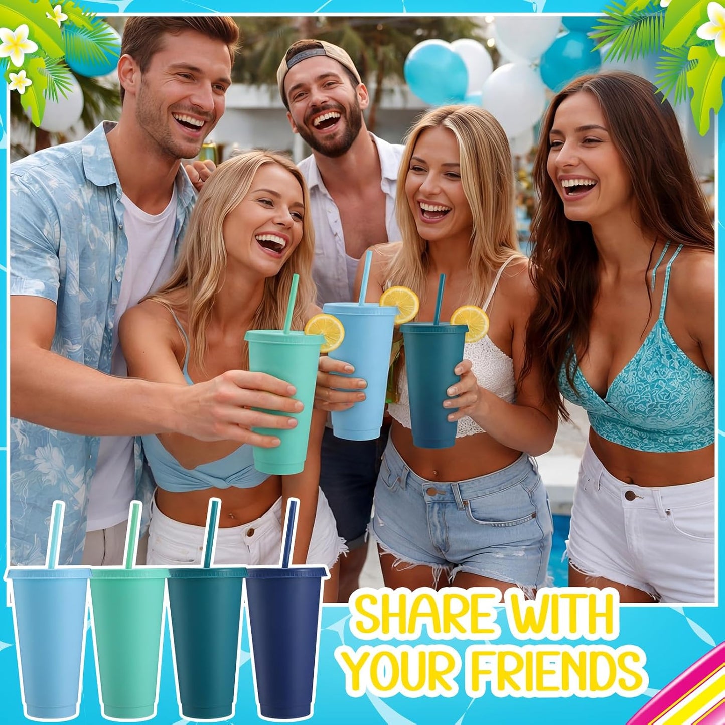 Honeydak 15 Pack Tumbler with Straw and Lid Bulk Cups for Gifts Water Bottle Iced Coffee Travel Mug Cup Reusable Plastic Tumblers for Party Birthdays 24-27 oz (Solid Color)