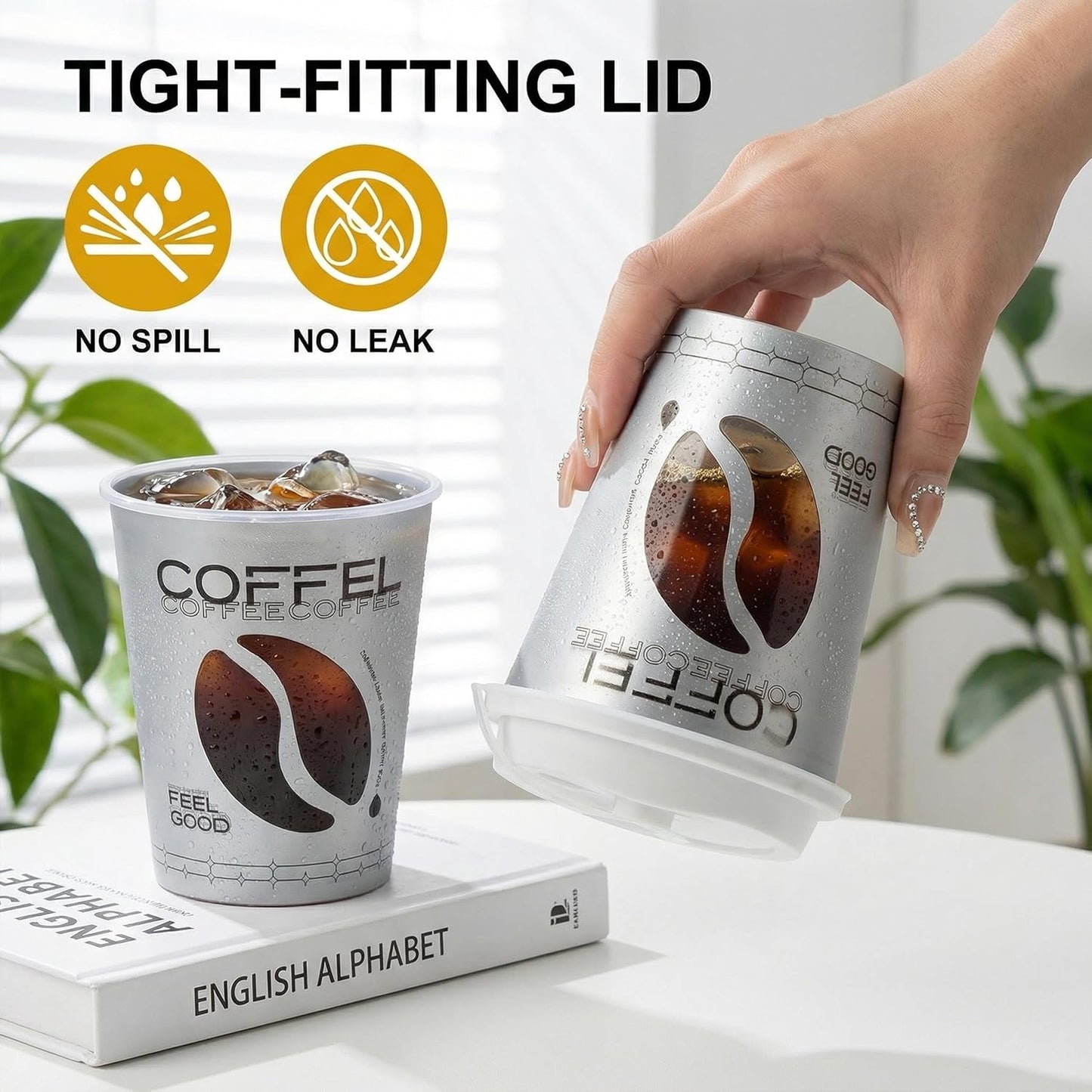100 Sets Bulk Frosted Disposable Hard Plastic Cups With Straws Lids,90mm Disposable Bubble Boba Milk Tea ToGo Cups Cold Hot Plastic coffee Boba Tea Business TakeAway Supplies (16, ounces)
