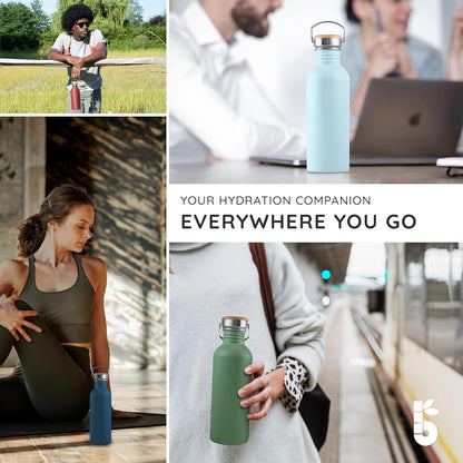 Bambaw Stainless Steel Water Bottles 32 oz, Non-insulated Single Wall Metal Water Bottle Stainless Steel, Reusable & Eco Friendly, Dishwasher Safe – Silver | Non-insulated