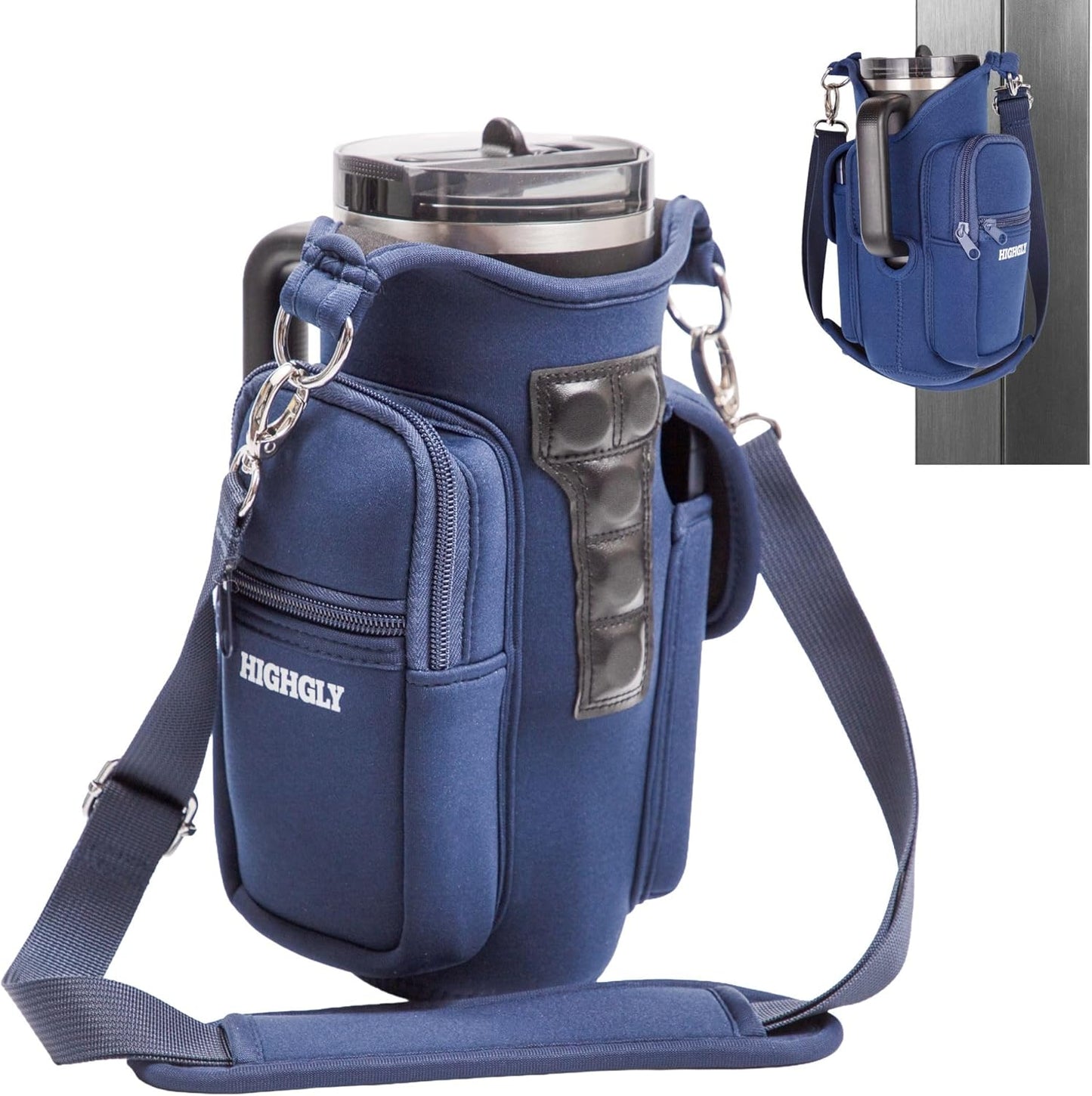 Tumbler Carrier Bag for Stanley & Owala 30–40oz, Magnetic Water Bottle Holder for Gym Equipment, Crossbody Cup Holder with Phone Pocket