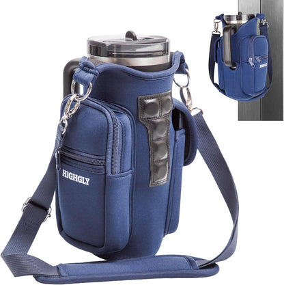 Tumbler Carrier Bag for Stanley & Owala 30–40oz, Magnetic Water Bottle Holder for Gym Equipment, Crossbody Cup Holder with Phone Pocket