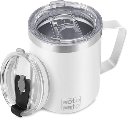 WETOWETO 14 oz Coffee Mug, Vacuum Insulated Camping Mug with Lid, Double Wall Stainless Steel Travel Tumbler Cup, Thermal Coffee Mug, Powder Coated Navy Blue