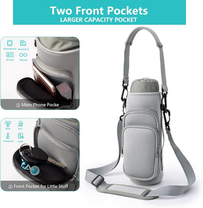 Water Bottle Carrier Bag,Water Bottle Holder with Straps Phone Pockets Fits Stanley Owala 16/24/32/40oz
