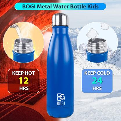 BOGI 17oz Insulated Water Bottle Double Wall Vacuum Stainless Steel Water Bottles, Leak Proof Metal Sports Water Bottle Keeps Drink Hot and Cold - Perfect for Outdoor Sports Camping Biking (Purple)
