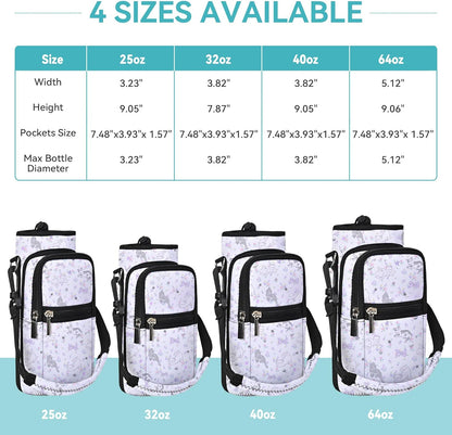 AUPET Water Bottle Sling Bag Sleeve Holder Carrier 25/32/40/64 oz,Insulated Crossbody Water Bottle Case Cover with Strap and Pockets for Men/Women Walking Hiking