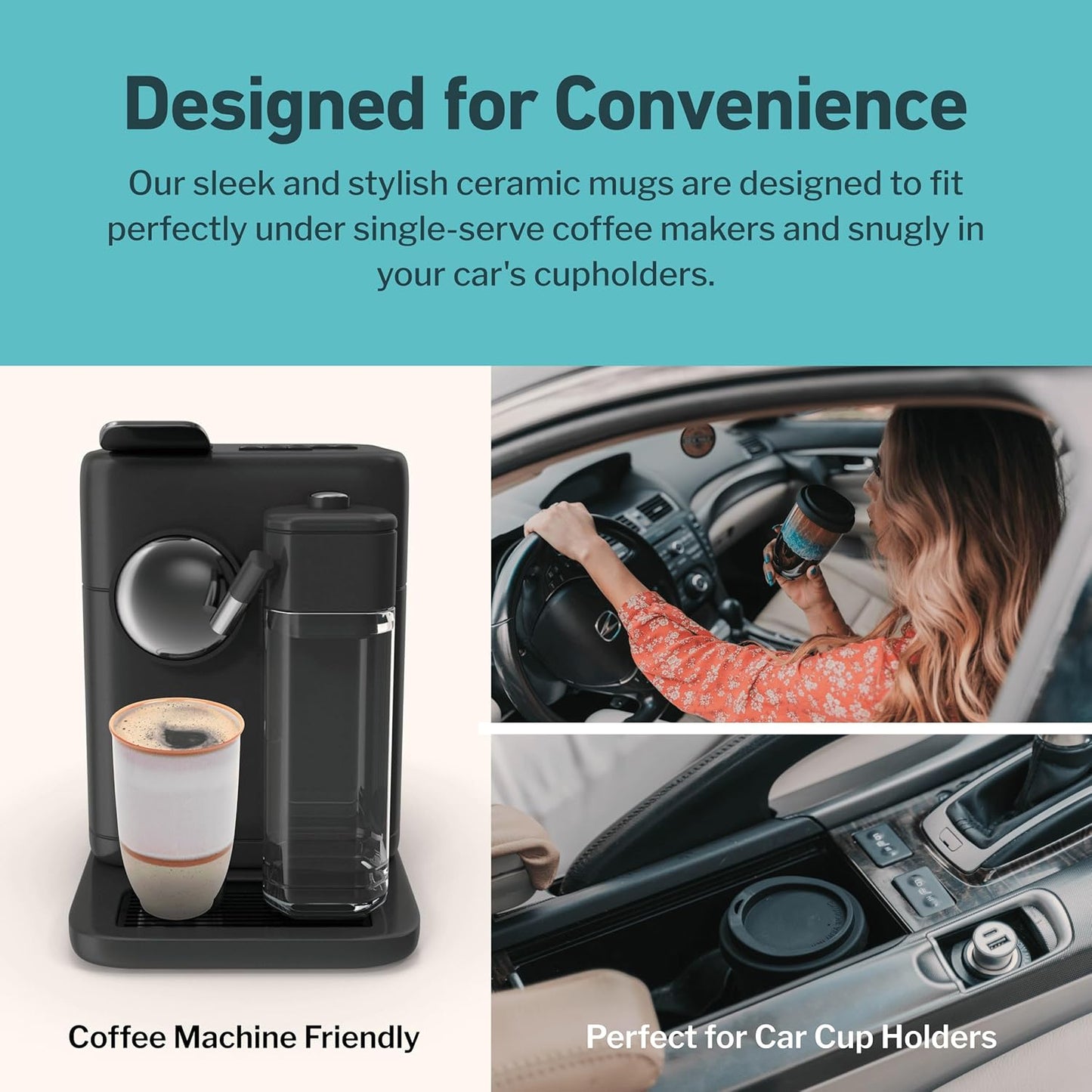 NOVA CERAMICS Coffee Tumbler – Travel Mug - On the Go Coffee Mug – Microwave & Dishwasher Safe Green Coffee Tumbler - Gifts For Women Men Him Her – 16oz – Monsoon