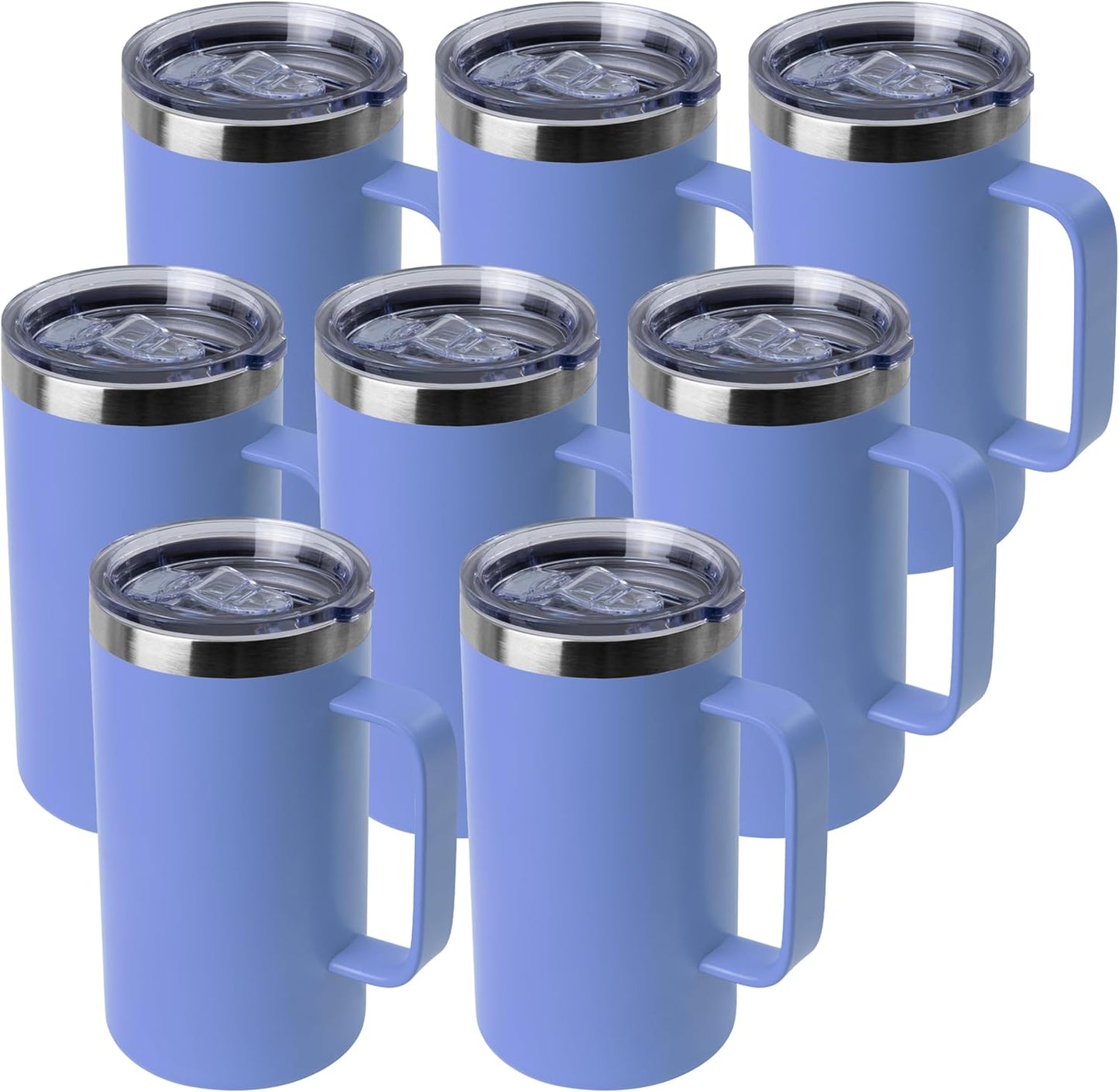 DOMICARE 24oz Mug with Handle and Lid, Stainless Steel Coffee Mug, Reusable Insulated Cup, Travel Mug with Handle, Double Wall Vacuum Coffee Tumbler for Men and Women, Black, Pack 1