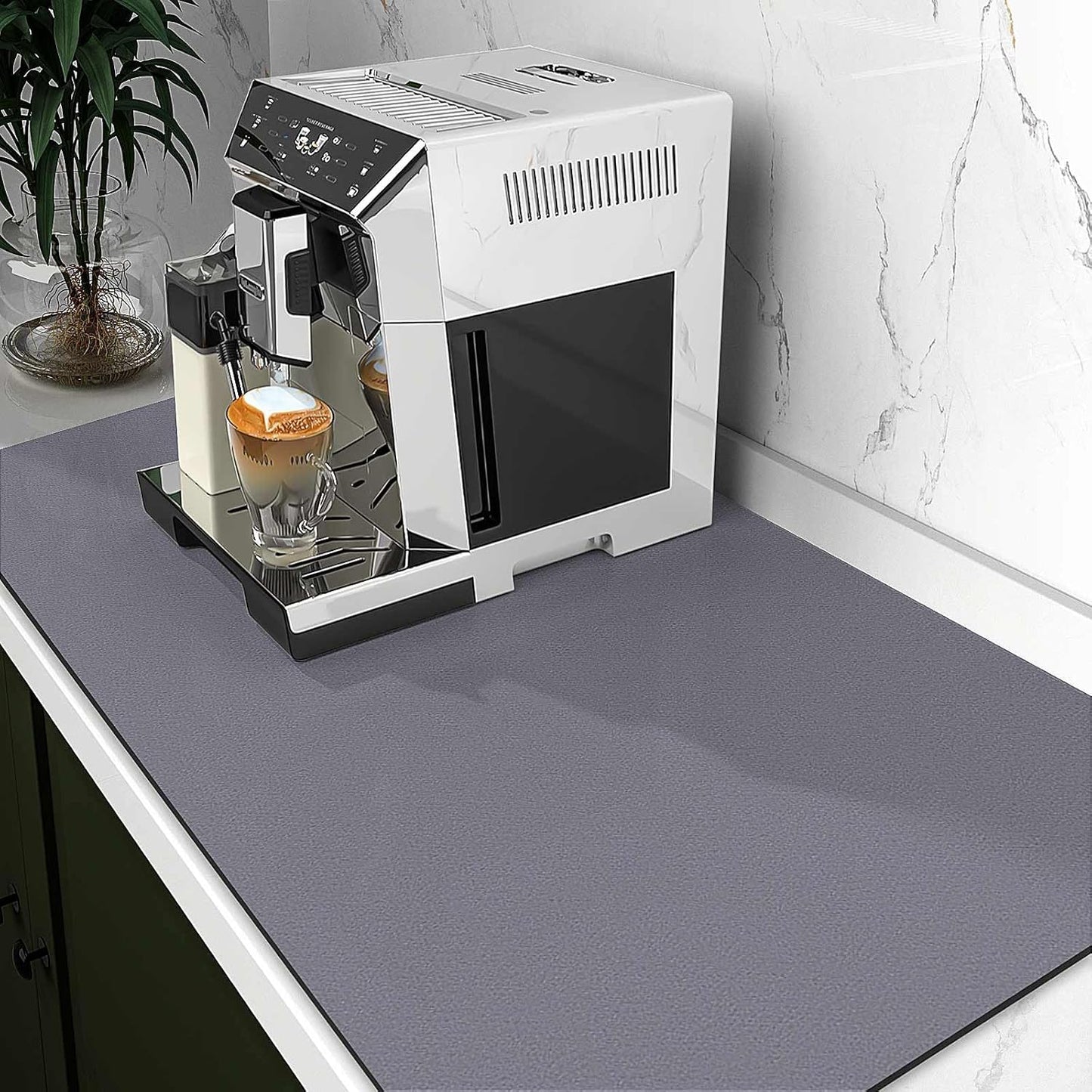 WISELIFE Dish Drying Mat Super Absorbent Drying Mat Large Dish Drying Mats for Kitchen Counter Easy Clean Dish Mat Kitchen Drying Mat15"x 18" Stylish Grey